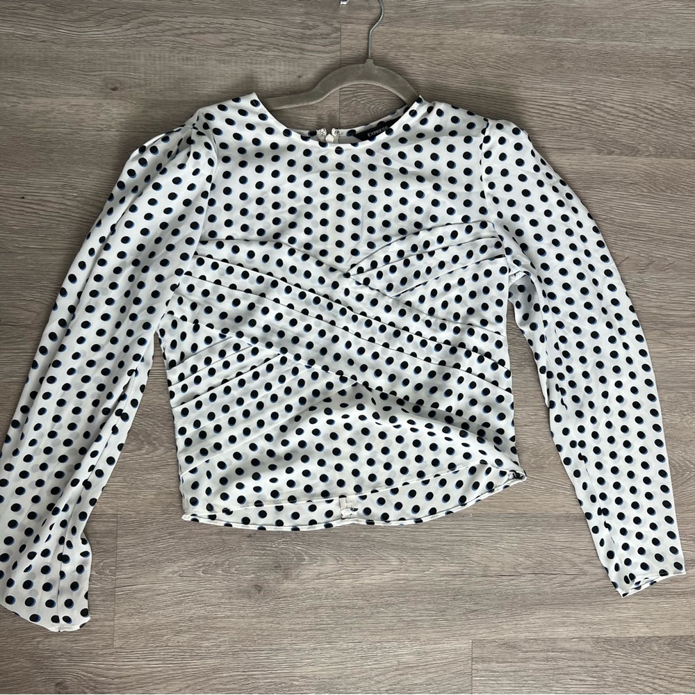 Express Black and White Polka Dot Blouse